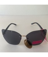 NEW  Betsey Johnson BLACK Rimless Sunglasses Pearl Studded Arms - £21.13 GBP