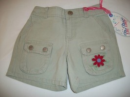 Be Bop Bebop Girls Shorts Olive Army Grey Gray Green Button Flower Pocke... - $19.99