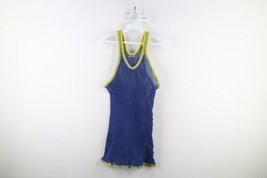 Vintage 90s Streetwear Mens Large Faded Stretch Mesh Tank Top T-Shirt Pride Blue - £47.45 GBP