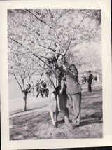 Vintage Cool Armyman With Girl Friend In Park Under Blossoming Tree  WWI... - $4.99