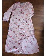 Vintage Valerie Stevens Long Satin Floral  Housecoat Robe Zipper Front S... - $53.24 CAD
