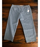 Soft Surroundings Jeans Women's 24W The Ultimate Denim Striped Straight Leg Crop - $44.54