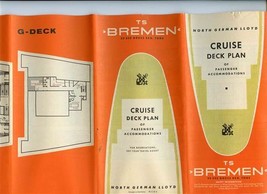 TS Bremen Deck Plan First &amp; Tourist Class Passenger North German LLoyd 1962 - £17.43 GBP