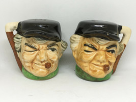 Vintage Japan Toby Salt &amp; Pepper Shakers Old Cigar Man By MK - £8.79 GBP