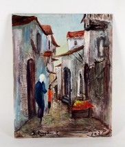 Sans Titre Rue Scène Par Zvi Raphtaly, Huile Sur Planche, 20x16 - £1,640.47 GBP