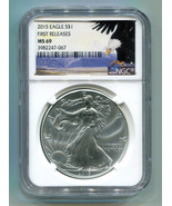 2015 AMERICAN SILVER EAGLE NGC MS69 EARLY RELEASES LABEL EAGLE LABEL NIC... - £41.52 GBP