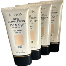 4 Revlon New Complexion Even Out Makeup Oil-Free SPF 20 Nude Beige 1 oz - £17.40 GBP