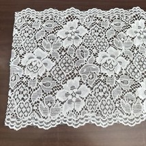 Vintage White Lace Polyester Fabric 5 Yards 180&quot; x 9.5&quot; Floral 2&quot; - £18.49 GBP