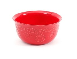 Set of Four (4) Pioneer Woman ~ Cowgirl Lace ~ RED ~ 6.25&quot; ~ Stoneware Bowls - £29.89 GBP