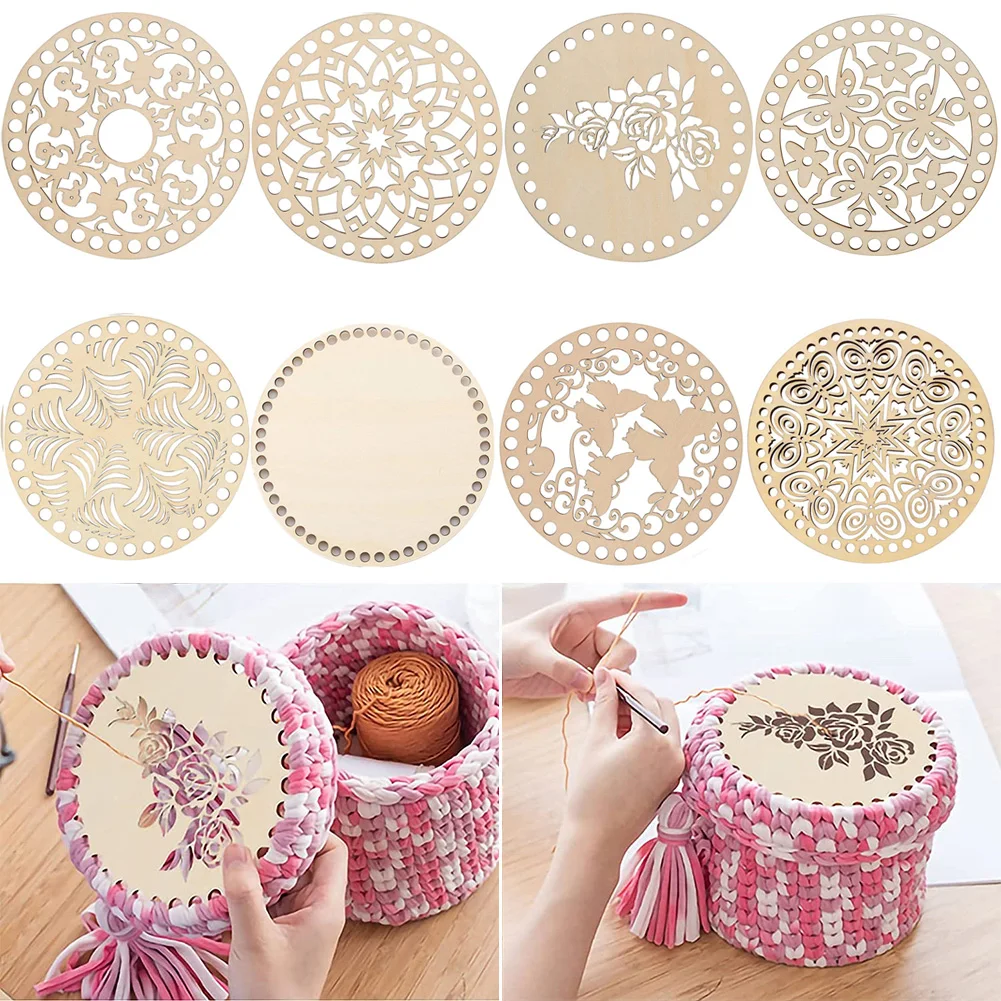2pcs 140mm Natural Wooden Basket Bottom Crochet Base for DIY Wood Craft ... - $16.43 CAD