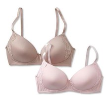 Simply Styled Women&#39;s Wirefree Bras 2 Pack 36C Pink &amp; Nude Micro &amp; Lace Padded - £11.40 GBP