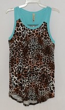 Pomelo Girls Tunic Aqua Brown White Black Leopard Print Size Medium - £10.38 GBP