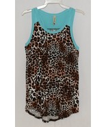 Pomelo Girls Tunic Aqua Brown White Black Leopard Print Size Medium - $12.99