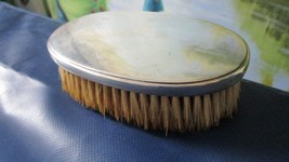 Antique sterling silver military horsehair brush 4 3/4 X 3&quot; - .925 MARKED - £59.13 GBP