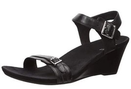 Vionic Noble Laurie Backstrap Leather Black Wedge Sandal Women’s Size 9M - $25.99