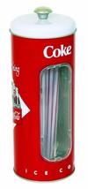 Coca-Cola Metal Straw Dispenser Holder Drink Coca-Cola in Bottle with straws - £8.91 GBP