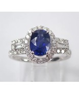 3 Ct Oval Cut Simulated Blue Sapphire 14k White Gold Plated Engagement H... - £102.49 GBP