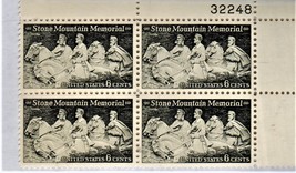 U S Stamp - Stone Mountain Memorial, 6 cent stamp, Plate Block of 4 stamps - £1.60 GBP