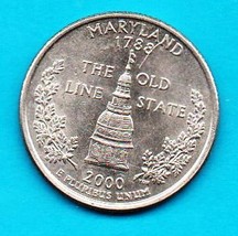 2000 D Maryland State Washington Quarter -  Near Uncirculated Near Brillant - $2.99