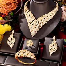 New Crossover 4Pcs African Jewelry Set for Women Wedding Luxury Naija Dubai Jewe - £223.70 GBP
