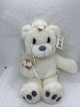 Precious Moments Bride Bear Plush 14” New With Tags Bouquet Veil Pink Ro... - £12.40 GBP