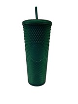 Starbucks Dark Green Soft Touch Studded Mermaid Logo Cold Cup Venti Tumbler 24Oz - £44.19 GBP
