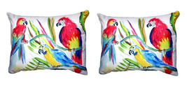Pair of Betsy Drake Three Parrots No Cord Pillows 16 Inch X 20 Inch - £63.30 GBP