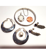 Sterling 925 Silver SCRAP Lot Amethyst Opal Earrings Pendant Bracelet 33... - £65.72 GBP