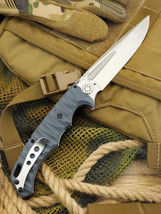 Knife Folding Drop Point Pocket Flipper EDC Hunting Survival D2 Steel G10 Handle - £45.03 GBP