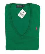 NEW Polo Ralph Lauren Sweater! Small  Green With Pink Polo Player  V Neck - $75.21 CAD