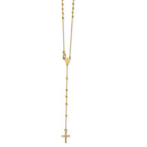 14k Polished Cross and Miraculous Medal Beaded 16.5 inch Rosary Necklace... - $567.28