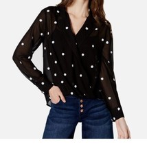 INC Womens Petite PL Black White Embroidered Dot Collared Blouse Top NWT CI79 - £27.02 GBP