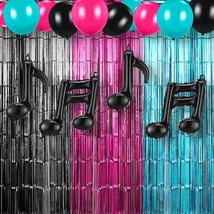 Music Party Decorations Includes Rose Red Blue Black Tinsel Curtains Music Ballo - £15.68 GBP