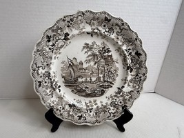 Antique Thomas Mayer, English Whiteware Brown Transfer Printed Plate, ca... - €24,35 EUR