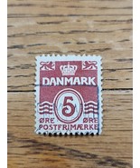 Denmark Stamp Crown 5ore Used Red - $2.75 CAD