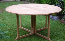 Genuine Grade A Teak 59&quot; Round DropLeaf Table,Seats 6, Use w/1 Leaf Up or Two - £1,201.55 GBP