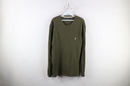 Vintage Ralph Lauren Mens Medium Distressed Thermal Waffle Knit T-Shirt Green - £27.22 GBP