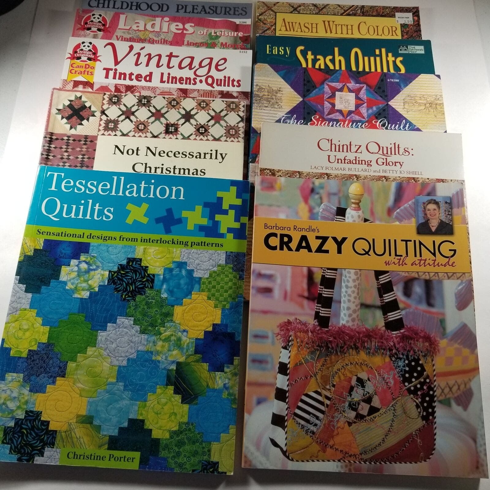 Primary image for Quilting Book/Pattern Lot of 10 Vintage Signature Stash Crazy Watercolor more