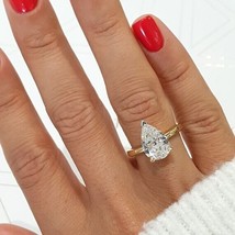 Ladies 2 Ct Pear Cut D/VVS1 Diamond Wedding Engagement Ring 14K Yellow Gold - £158.57 GBP