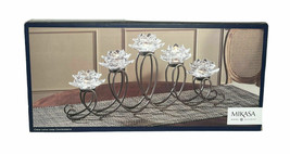 Mikasa Clear Lotus Loop Tealight Runner Candelabra Centerpiece 22&quot; Discontinued - £63.28 GBP