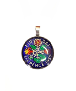 Enamel British Sixpence Pendant: Lucky Charm Amulet - $55.00