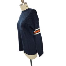Vtg Ferruche 100% Acrylic Navy Blue Sweater Waffle Textured Sleeve Strip... - $42.15