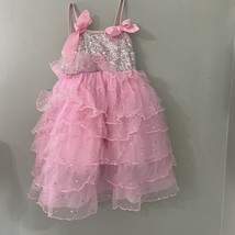 Soft Pink and Silver Sequin Dress w/ Bows - Little Girls Small - £14.30 GBP