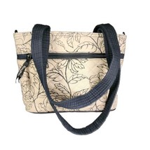 Donna Sharp Quilted Shoulder Bag Tote Purse Medium Black Tan 10&quot; x 8&quot; x 4&quot; - $16.82