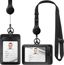 Retractable Lanyard with ID Badge Holder, Horizontal and Vertical Badge ... - £8.90 GBP