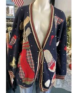 BellePointe Large Ramie Golf Club Chic GOLF Theme Ugly Sweater Cardigan - $43.00