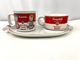VTG Campbell Soup Platter 2 Soup Cups Mugs 1993 1994 Westwood - $23.39