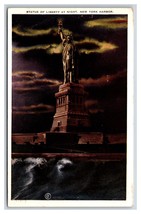 Statue of Liberty At Night New York City NY NYC WB Postcard W9 - £2.32 GBP