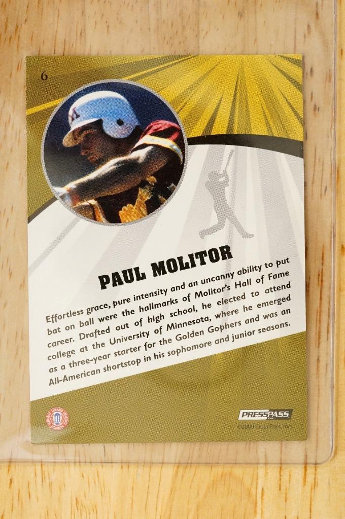 2009 Press Pass Fusion Paul Molitor #6 52/150 Copper Golden Gophers Baseball Item image 2