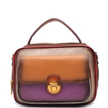 Retro Women Real Leather Crossbody Bag Colorful Luxury Lock Flap Pocket Satchel  - $108.71